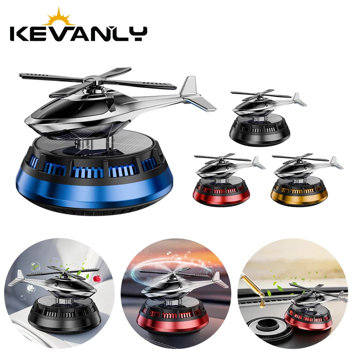 Solar Powered Rotation Eagle Helicopter Solar Aromatherapy Car Air Freshener Alloy ABS Wooden Fragrance Auto Aroma Diffuser