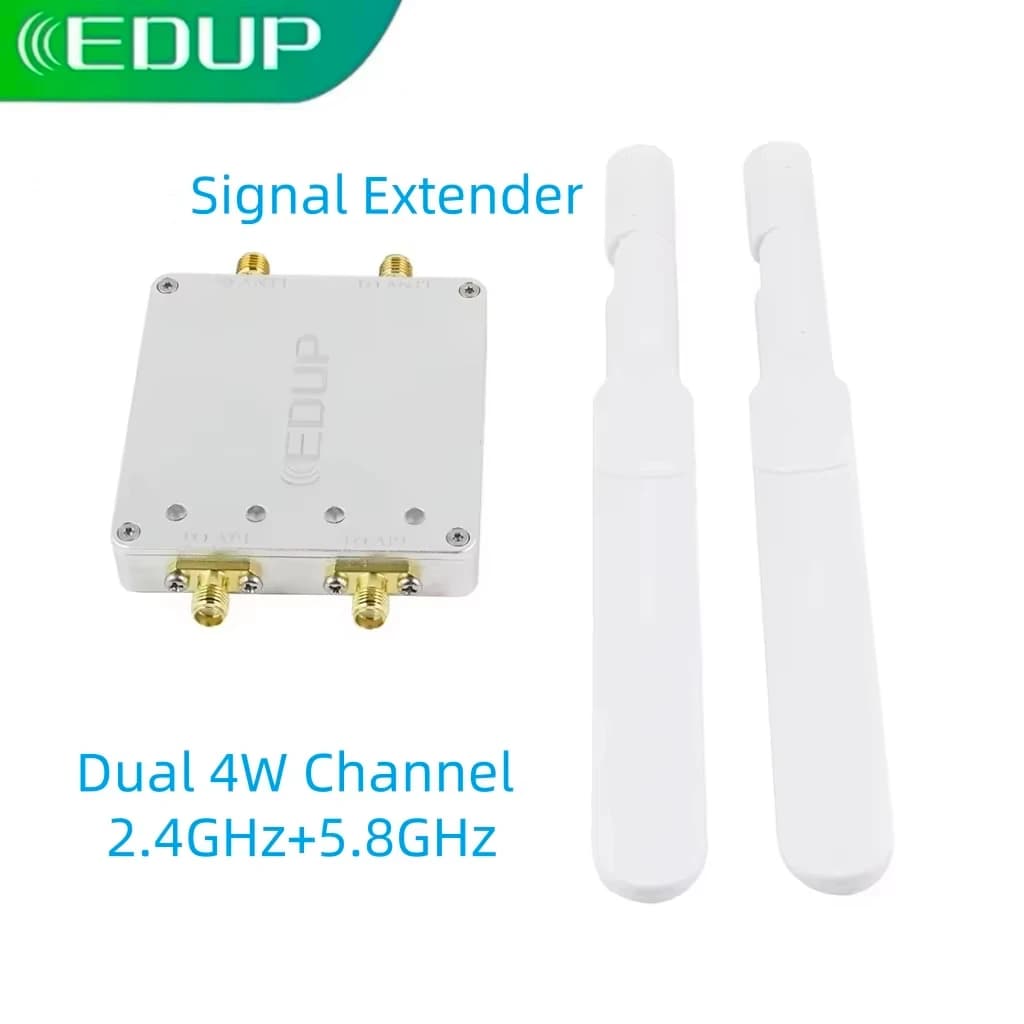 EDUP AB022 4W 2.4GHz 5.8GHz Dual Band WiFi Booster Extender segnale ad alta potenza Ripetitore a lungo raggio con antenna per router WiFi