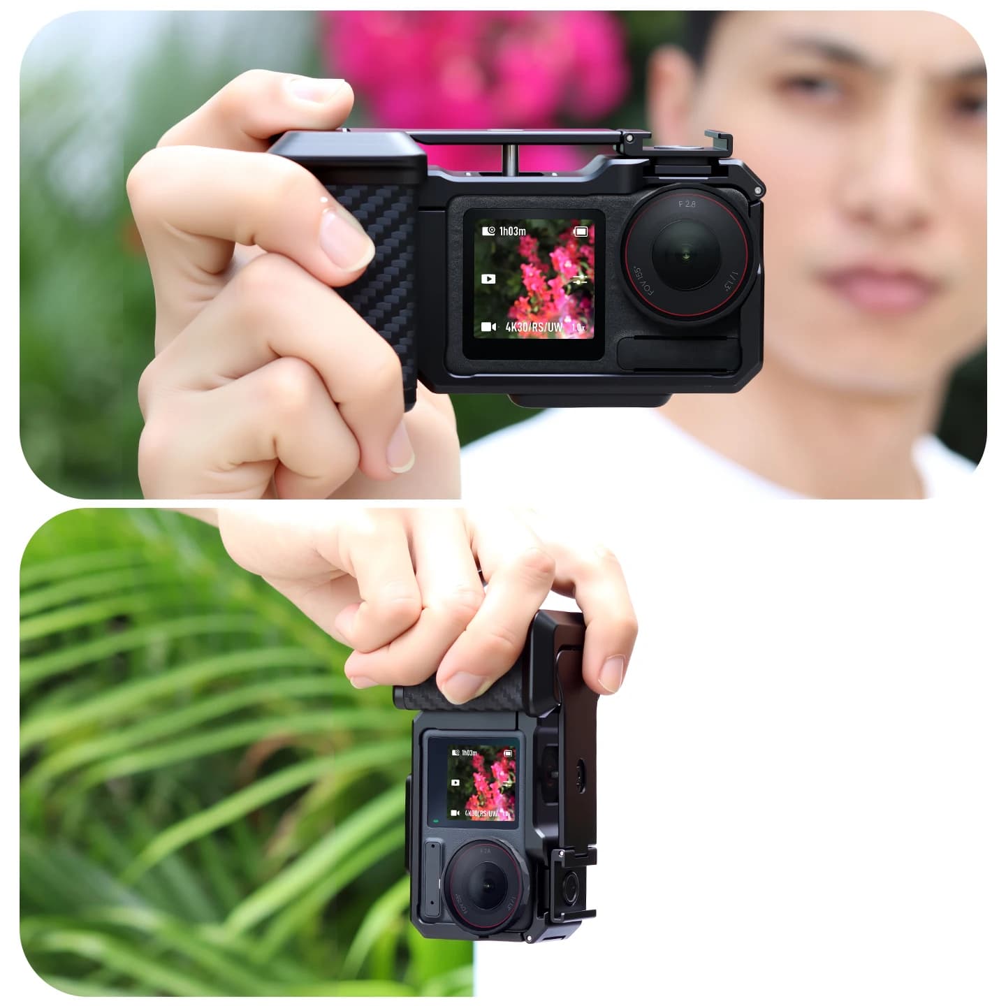 Set di Impugnature Modulari per Fotocamera DJI Action 5Pro 4 3, Design Divisibile con Pulsante di Scatto per Fotografia di Strada e Vlog all'Aperto