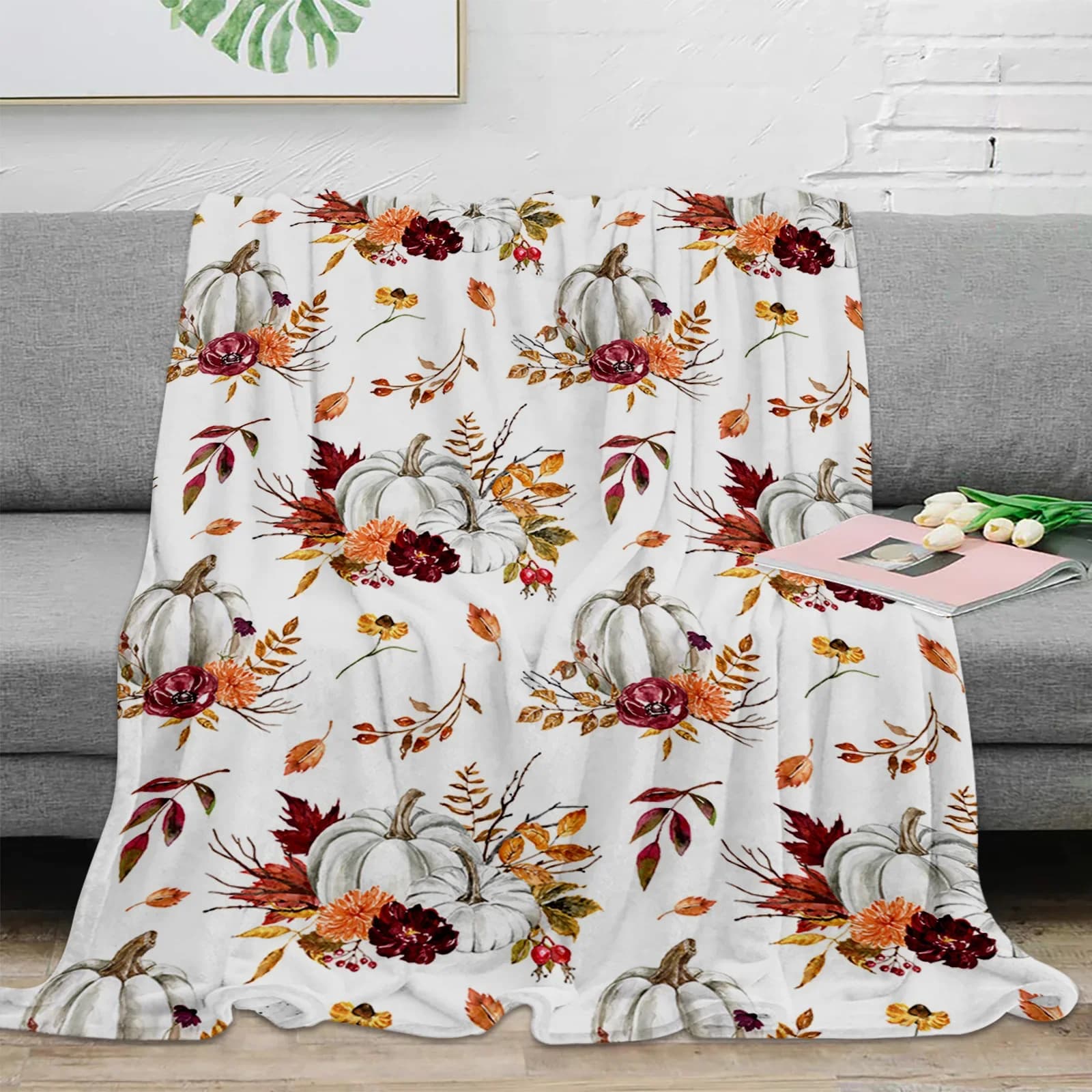 Ringraziamento autunno zucca foglia d'acero coperta per bambini caldo divano coperta coperta di flanella portatile morbido copriletto