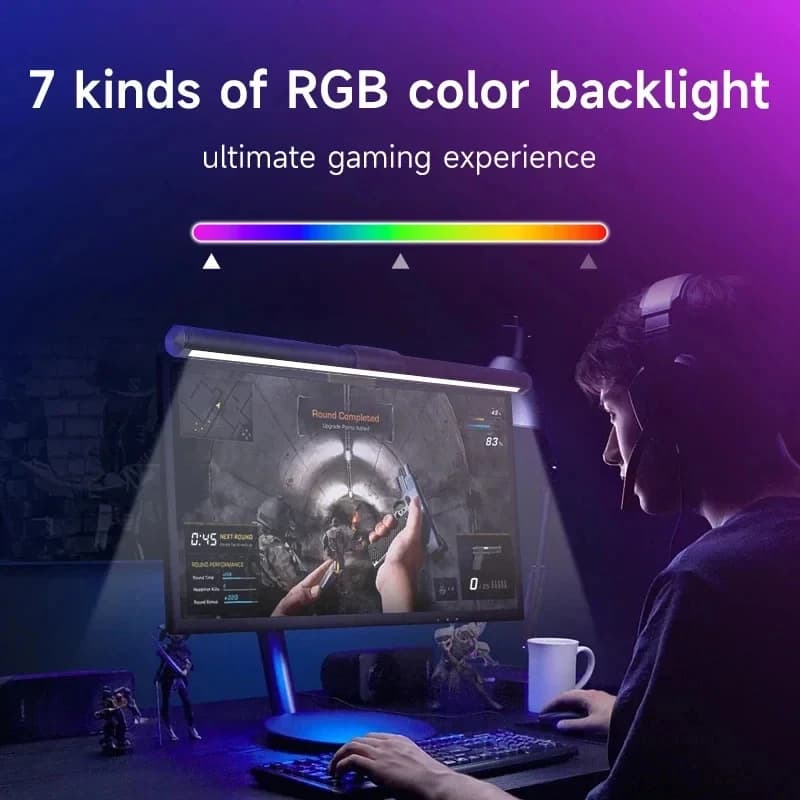 Lampada da Scrivania LED Portatile per la Cura degli Occhi, Barra Luminosa per Monitor PC, Luce RGB per Schermo con Dimmerazione Continua, Lampada da Tavolo Sospesa per Lettura