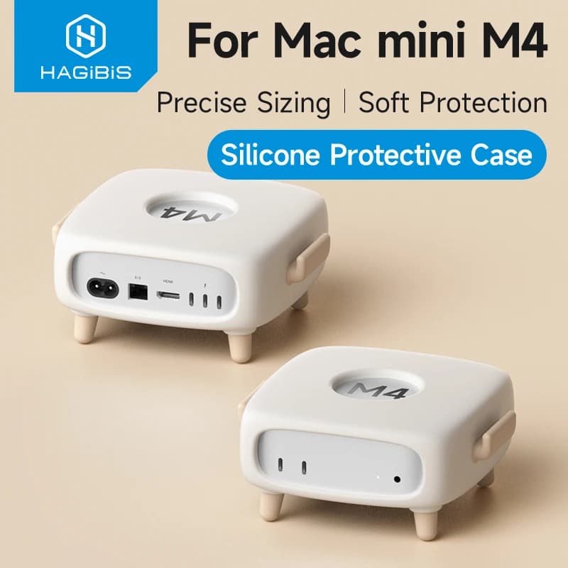 Hagibis Custodia protettiva in silicone per Mac Mini M4/M4 Pro 2024 Morbida antiurto antigraffio Dock antipolvere Supporto da scrivania Carino