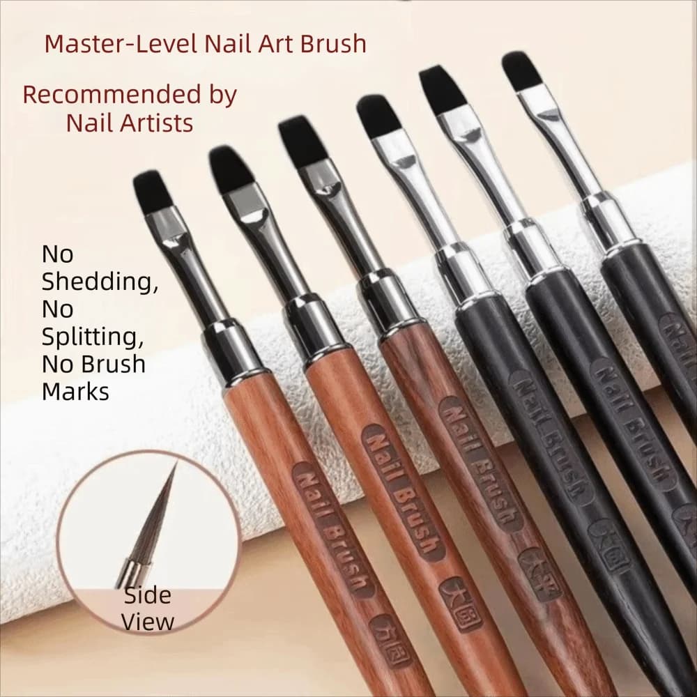 Wooden Nail Art Brush No Brush Marks No Shedding Gel Painting Brush DIY Painting Brush with Pen Cap Nail Art Liner Brush