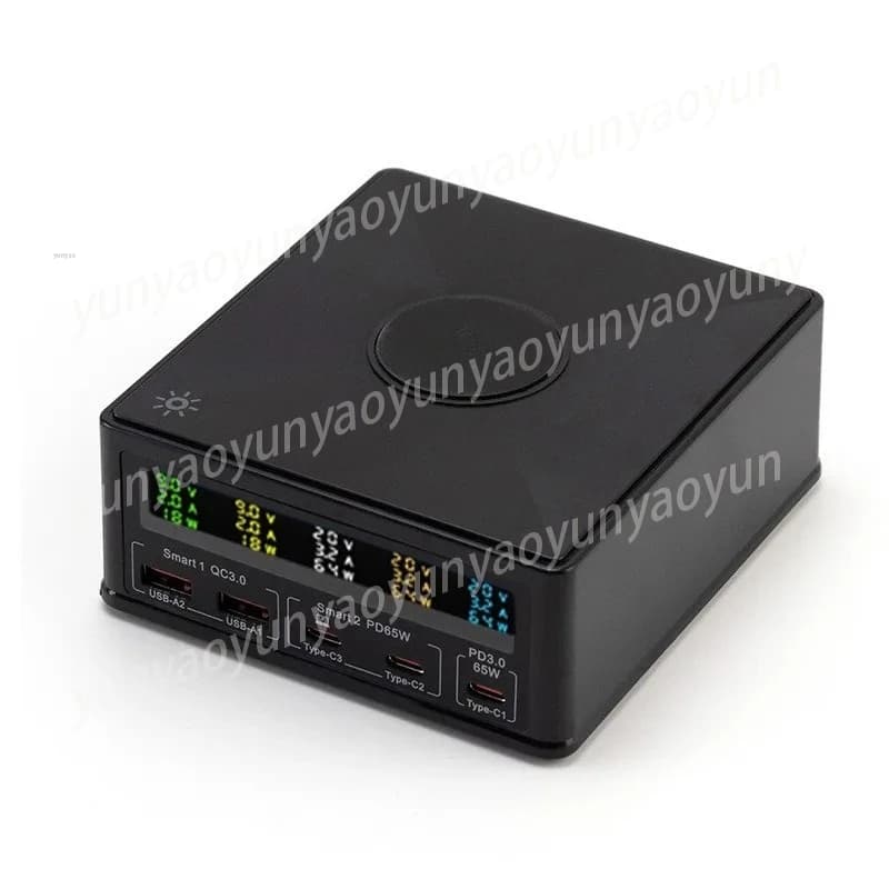 Caricatore USB Smart Display Multi-Porta, Stazione di Ricarica Wireless, Hub di Ricarica Rapida