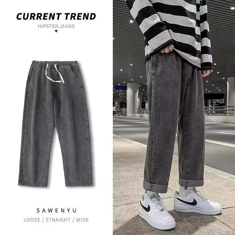 Jeans da Uomo Foderati in Pile, Casual, Spessi, a Vita Alta, Gamba Dritta, Lunghi, per Primavera Autunno Inverno, Stile Streetwear di Tendenza