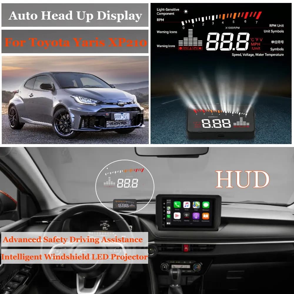 Car Head Up Display For Toyota Yaris XP130 XP210 2011-2026 AUTO HUD Windshield Projector Accessories Speedometer Odometer RPM