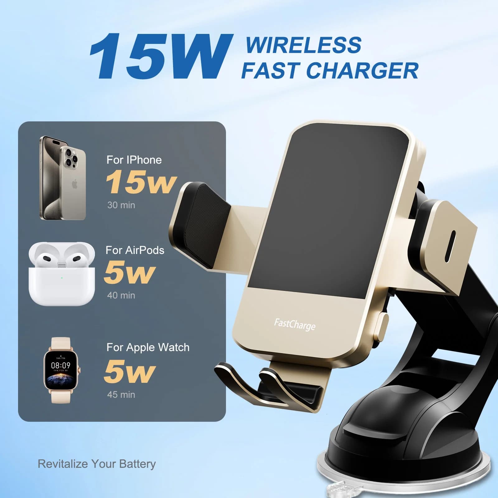 Caricatore per telefono per auto wireless magnetico Qi da 15 W Caricatore per auto con bloccaggio automatico Supporto per telefono Supporto per telefono con sfiato per cruscotto Ricarica rapida