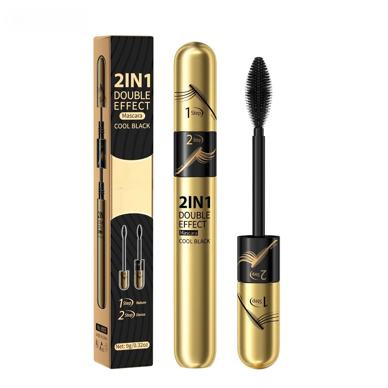 Mascara, mascara volumizzante e curvante, waterproof e a lunga tenuta, resistente alle sbavature.