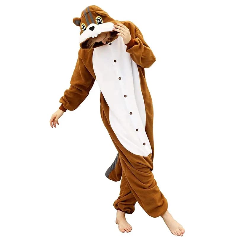 2025 New Squirrel Kigurumi Animal Pijama Nightwear Chipmunk Tutina Adult Halloween Carnival Cosplay Costume Pigiama ☆