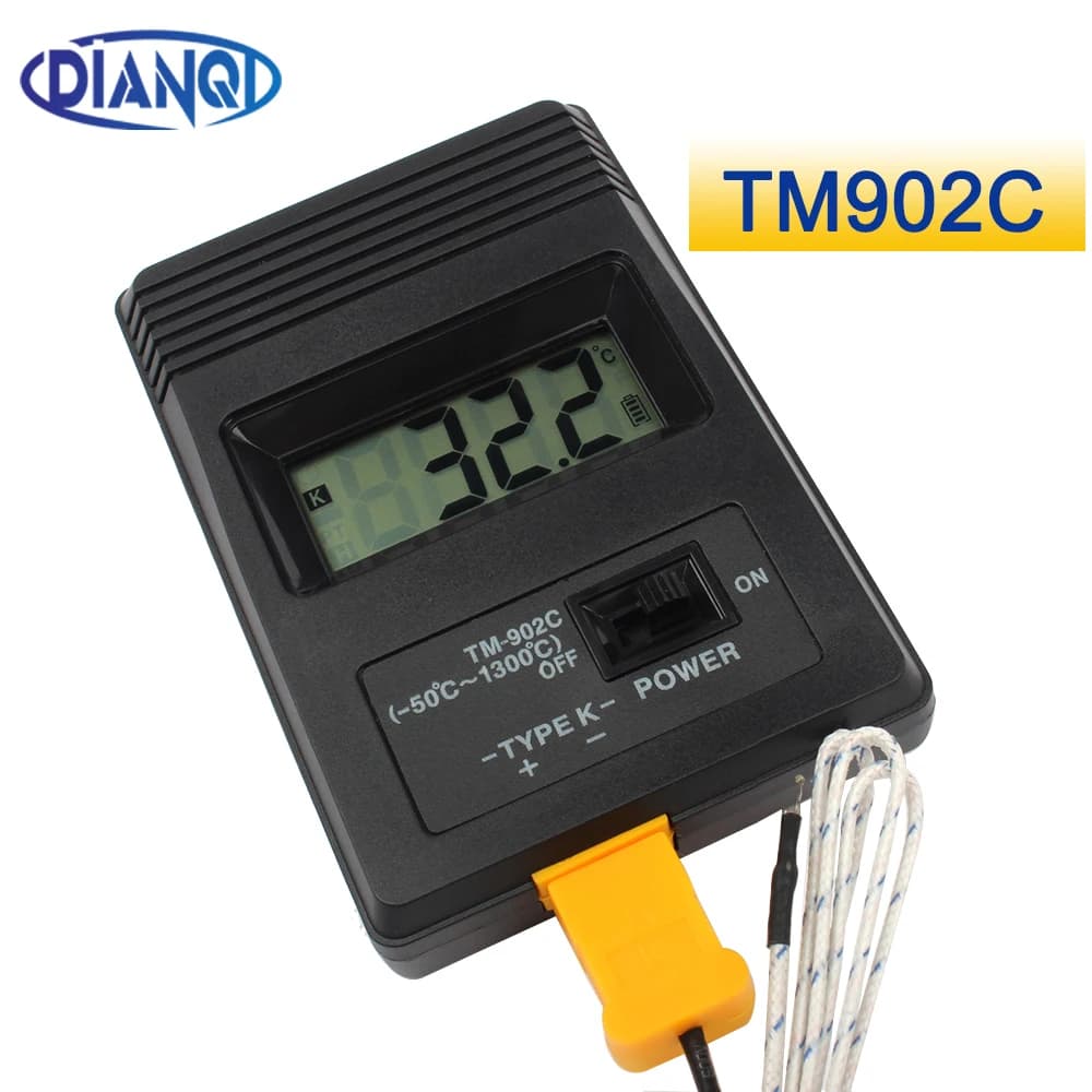 Termometro Digitale TM-902C + Sonda Termocoppia + Sonda a Ago Termocoppia, Display con Intervallo di Misurazione 0-1300 Gradi