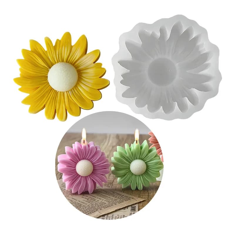 3D daisy shaped silicone mold DIY aromatherapy candle decoration ornament chocolate mousse dropper mold