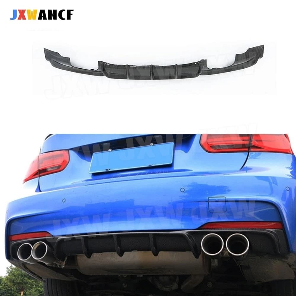 JXWANCF Rear Lip Spoiler Fins Diffuser Double Exhaust One Outlet for BMW 3 Series F30 F35 320i 328i M-tech M-sport 2012-2018