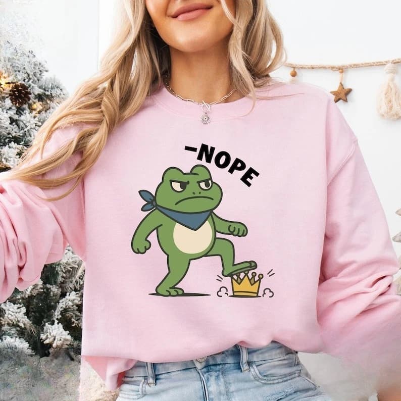 Frogs Against Shirt No Kings in Portland Frog Political Awareness Anti ICE Autumn and Winter Long Sleeve Sportswear