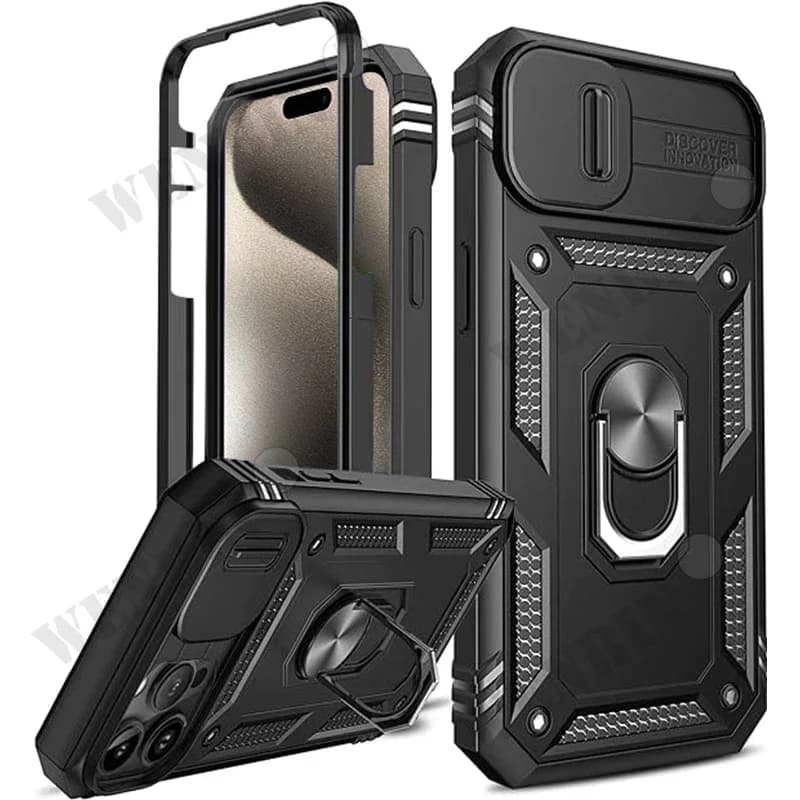 Case For iPhone 16 15 14 13 12 11 Pro Max Plus Mini XS Max XR X 8 Plus 8 7 SE Heavy Duty with Camera 360 Degree Kickstand Cover