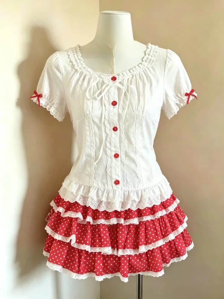 2026 New Arrival Sweet College Matching Sets Women Kawaii Short Blouse Mini Skirt Y2K Vintage Holiday Daily Casual Outfitsl