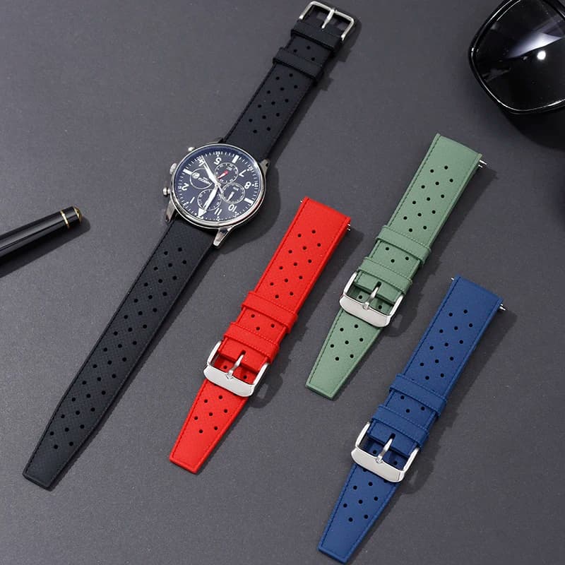 Cinturino in gomma traspirante cinturini per orologi a sgancio rapido moda 18mm 20mm 22mm cinturino per Smartwatch impermeabile tropico in Silicone