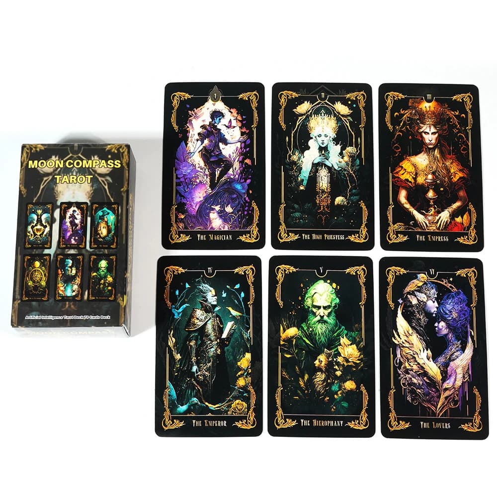 78 pezzi Carte Luna Bussola Mazzo di tarocchi Carte dei tarocchi Intelligenza Linee moderne del spirito tradizionale Gioco da tavolo per feste Carta Oracle
