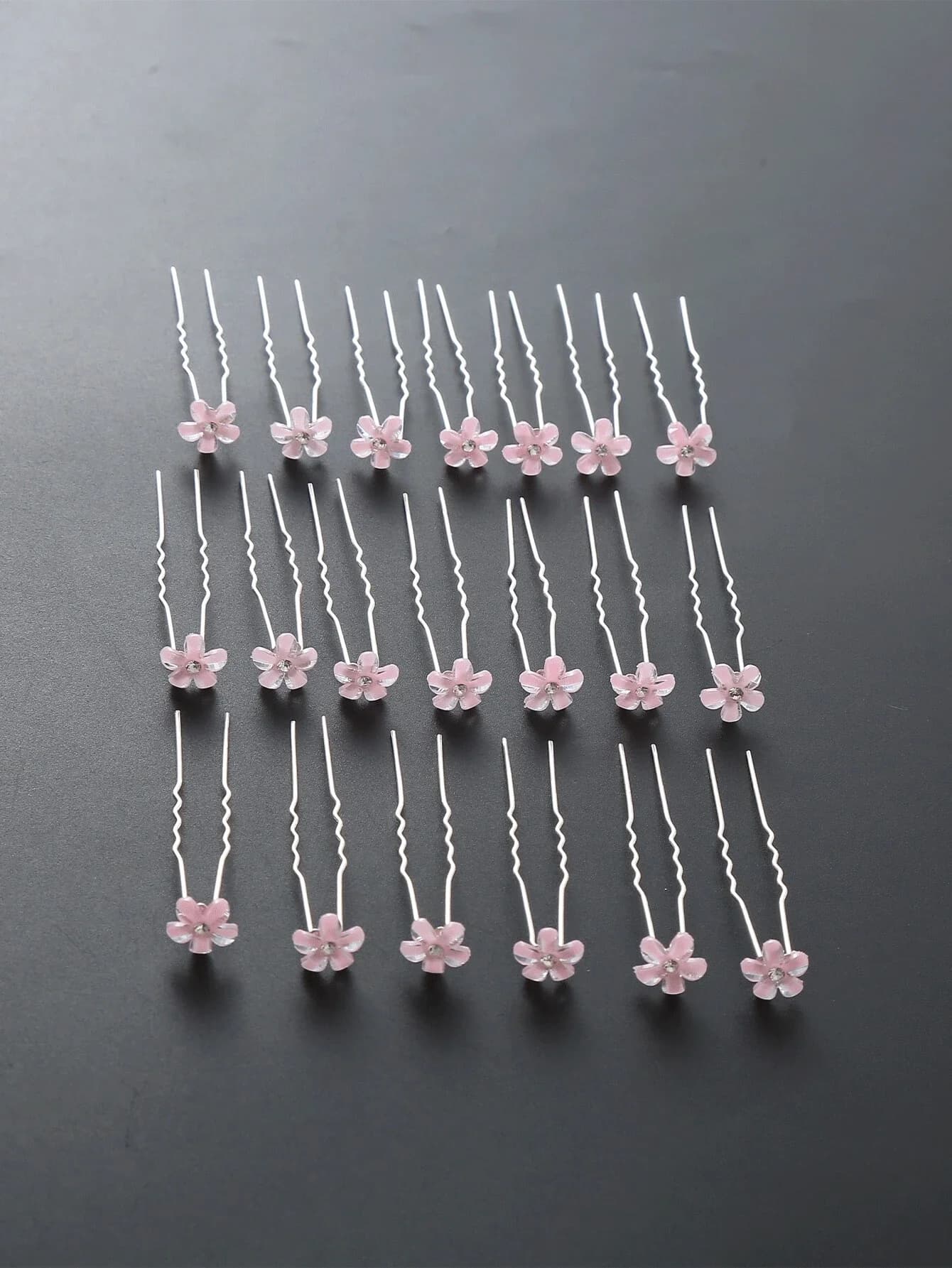 20 fermagli per capelli a forma di fiore rosa da donna, forcine a forma di U, accessori per capelli da sposa