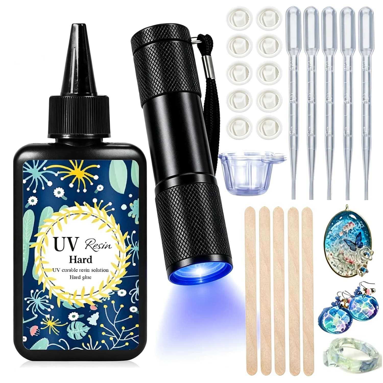 UV Resin Kit with Light,Hard Type, Crystalline,Ultraviolet Cured,UV Resin for Crafts,Jewelry Manufacturing,Casting Moulds