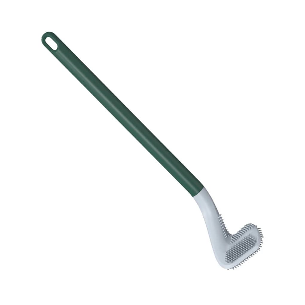 Scopino per WC Bagno Forma da golf Capelli morbidi Strumento per la pulizia in PP TPR con scatola portaoggetti Ganci per appendere, Bianco