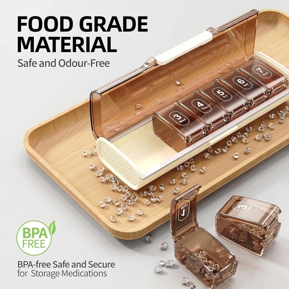 1 pz weekly organizer for moisture-proof pills BPA free travel 7 days nappie for travel for vitamin supplements drugs