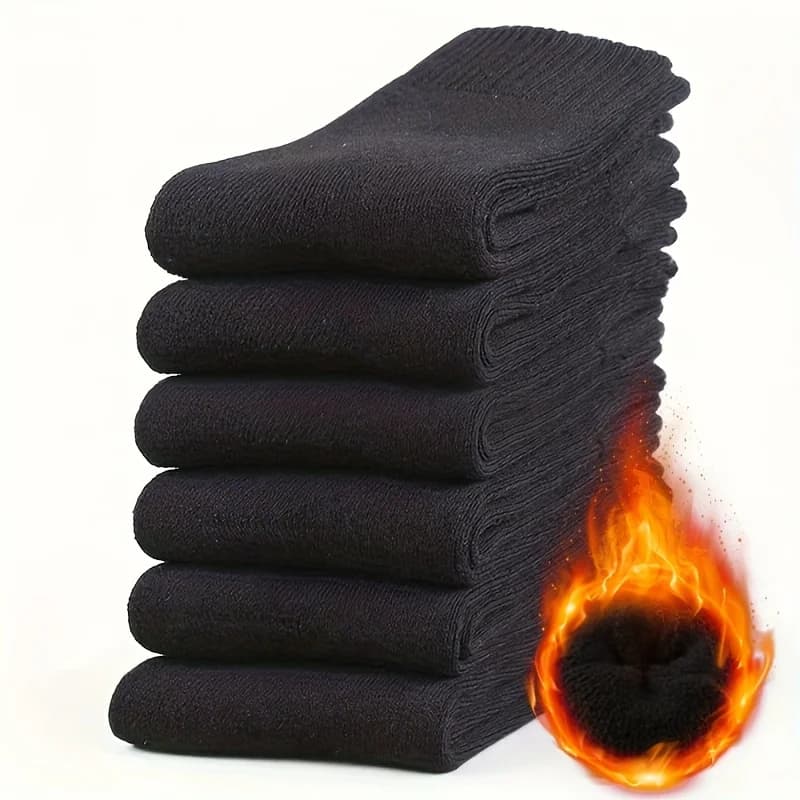 6 paia di calzini unisex autunnali e invernali spessi, alla moda, semplici, tinta unita, versatili, comodi, caldi, neri