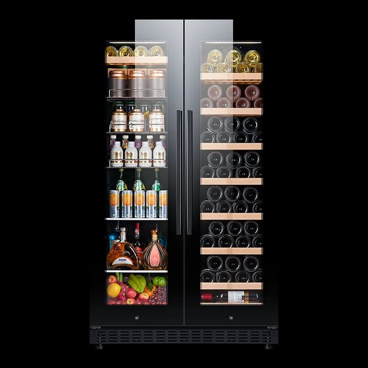 Commercial Home Refrigeration 300L Double-Compressor Cooling System Glass Door Wine Cooler Electric Power Cold Drink Display