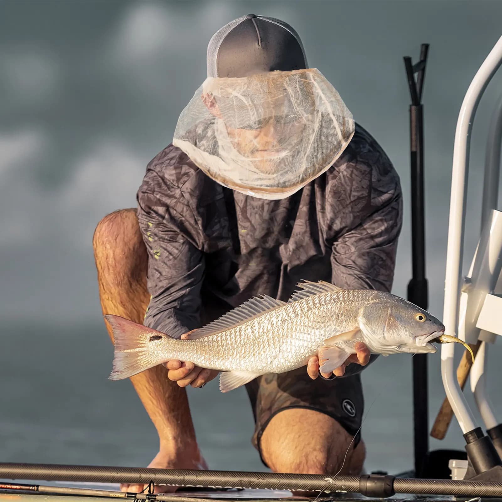 2 Pezzi Rete Anti-Zanzare Premium Traspirante per Pesca, Apicoltura, Giardinaggio, Uso Esterno, Cappello a Rete Professionale Portatile e Leggero