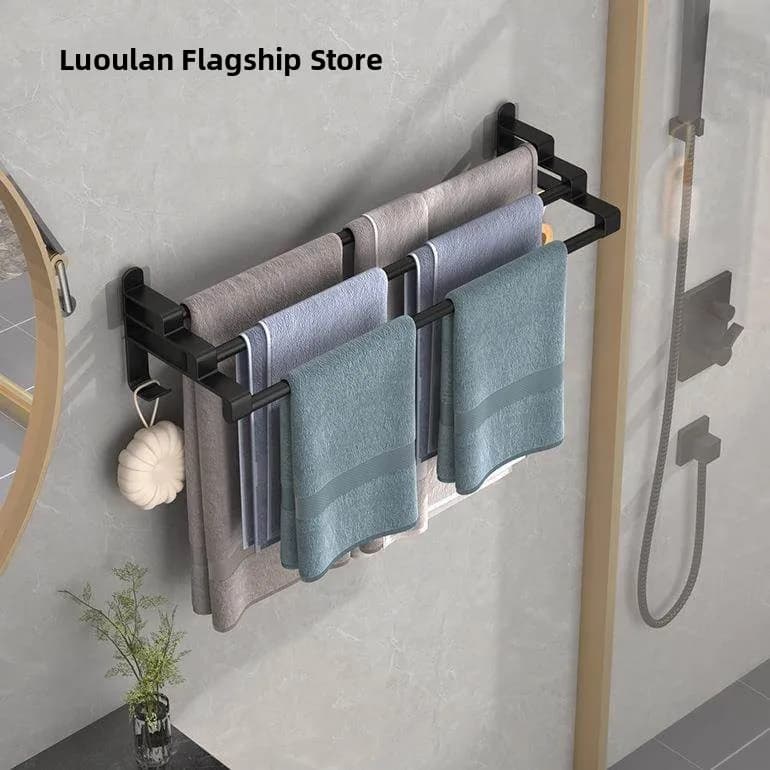 Portasciugamani da Bagno a Parete Senza Foratura, Porta Asciugamani in Rame, Mensola Portaoggetti per Asciugamani, Installazione Senza Forare