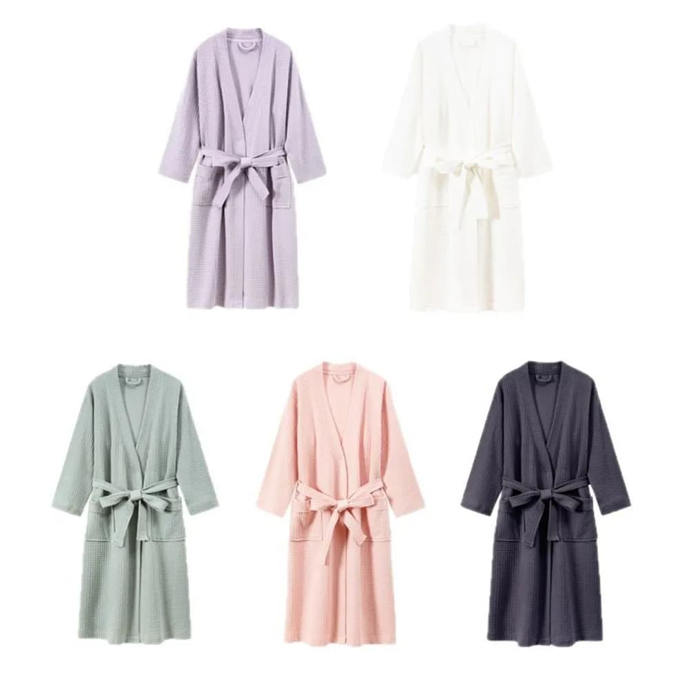Women's Bathrobe Cotton Sponge Suck Water Towel Nightwear Spa Hotel Bathrobe Long Kimono Vestaglia Lovers