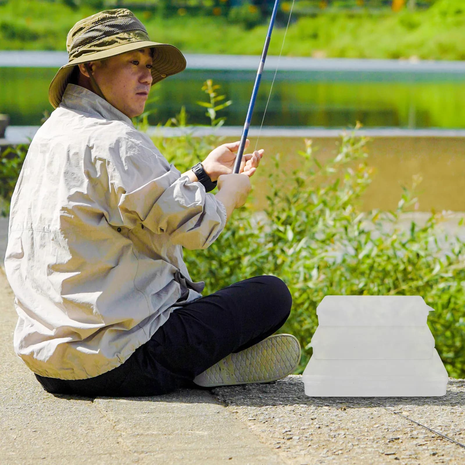 Set di 3 Scatole Organizzatrici per Esche da Pesca, Contenitori Portatili Trasparenti e Impermeabili per Esche, Ami e Attrezzatura da Pesca