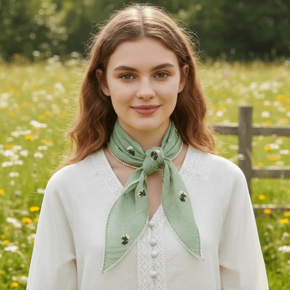Floral Printed Lace Triangle Scarf Wraps Embroidery Embroidered Flower Scarves Korean Countryside Style Lace Headband Women