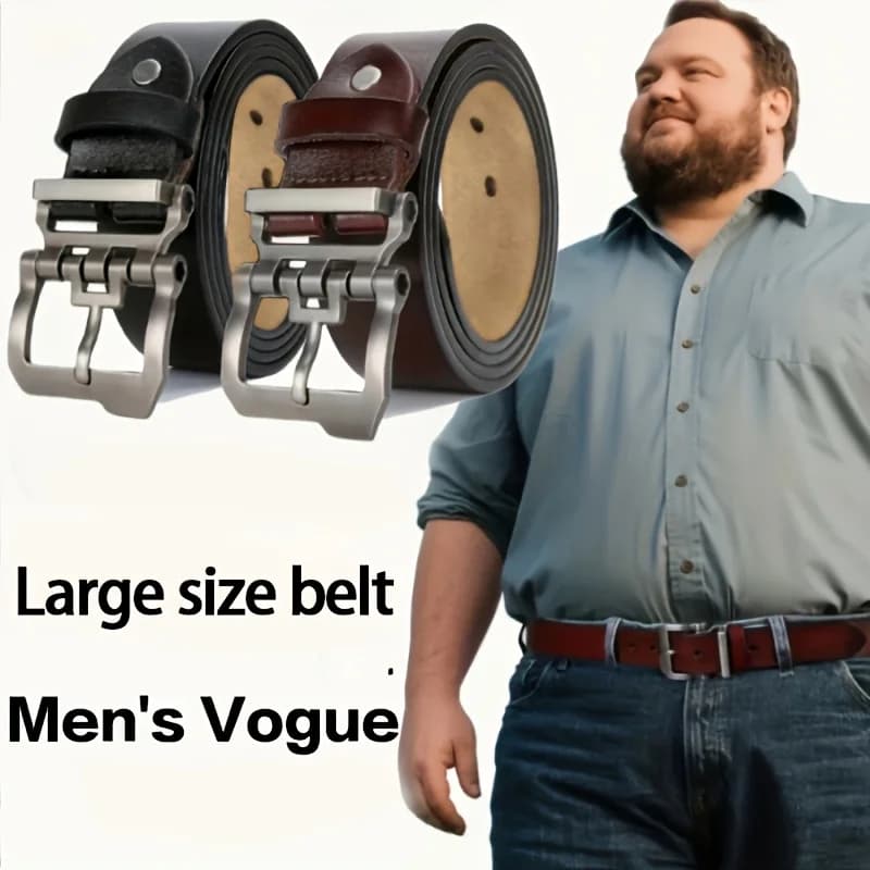 110-165cm Plus Size Men Genuine Leather Belt, Adjustable Leisure Formal Waistband, Ideal Father's Day Gift for Jeans Daily Wear