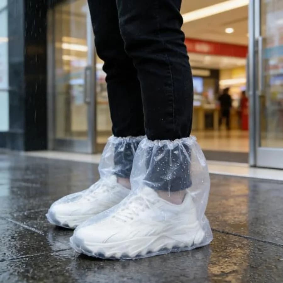 12 Pcs Waterproof Shoe Covers for Rain, Non-Slip Disposable Rain Shoe Covers, Plastic Shoe Ponchos, Thickened PE Material Boot