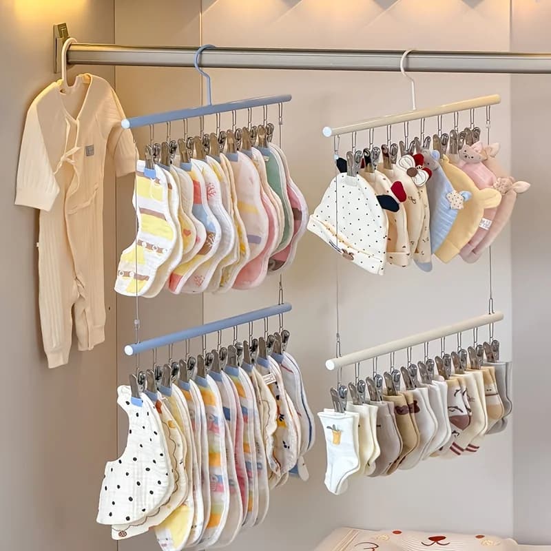 Metal Double Layer Hanger With Clips Space Closet Organizer Drying Rack Household Wardrobe Stora Daily Clothing Arrangement Tool