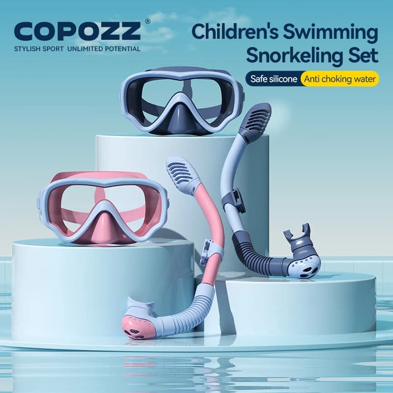 COPOZZ Diving and Snorkeling underwater mask Anti-fog glasses Diving glasses Nuoto Set of children's easy breathing tubes Children