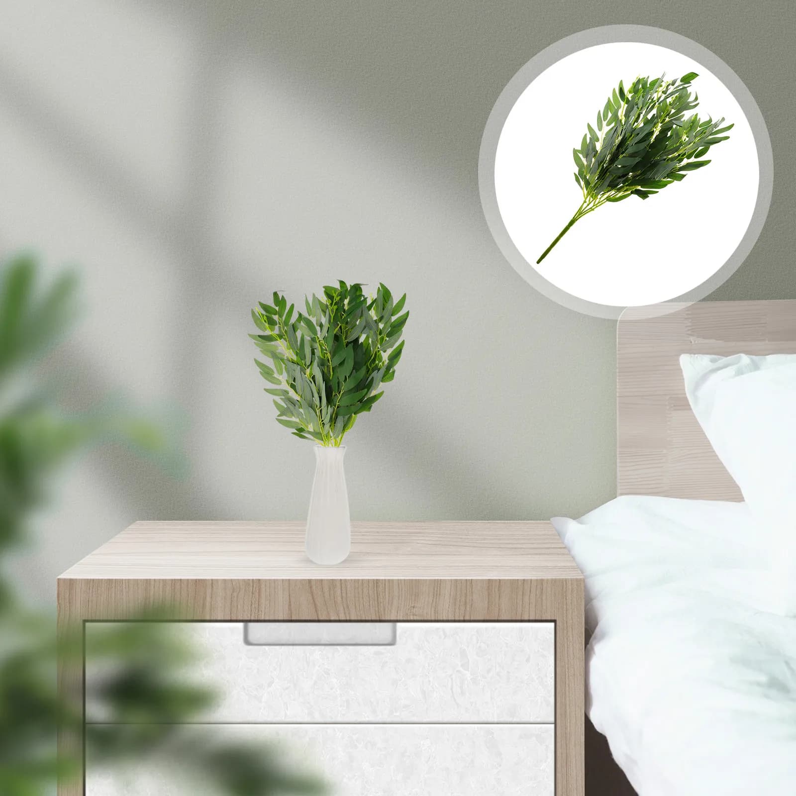 Realistic Artificial Salix Leaves Stems Wedding Centerpiece Vase Decor Flower Floral Arrangement Simulation Plant Decor Salix