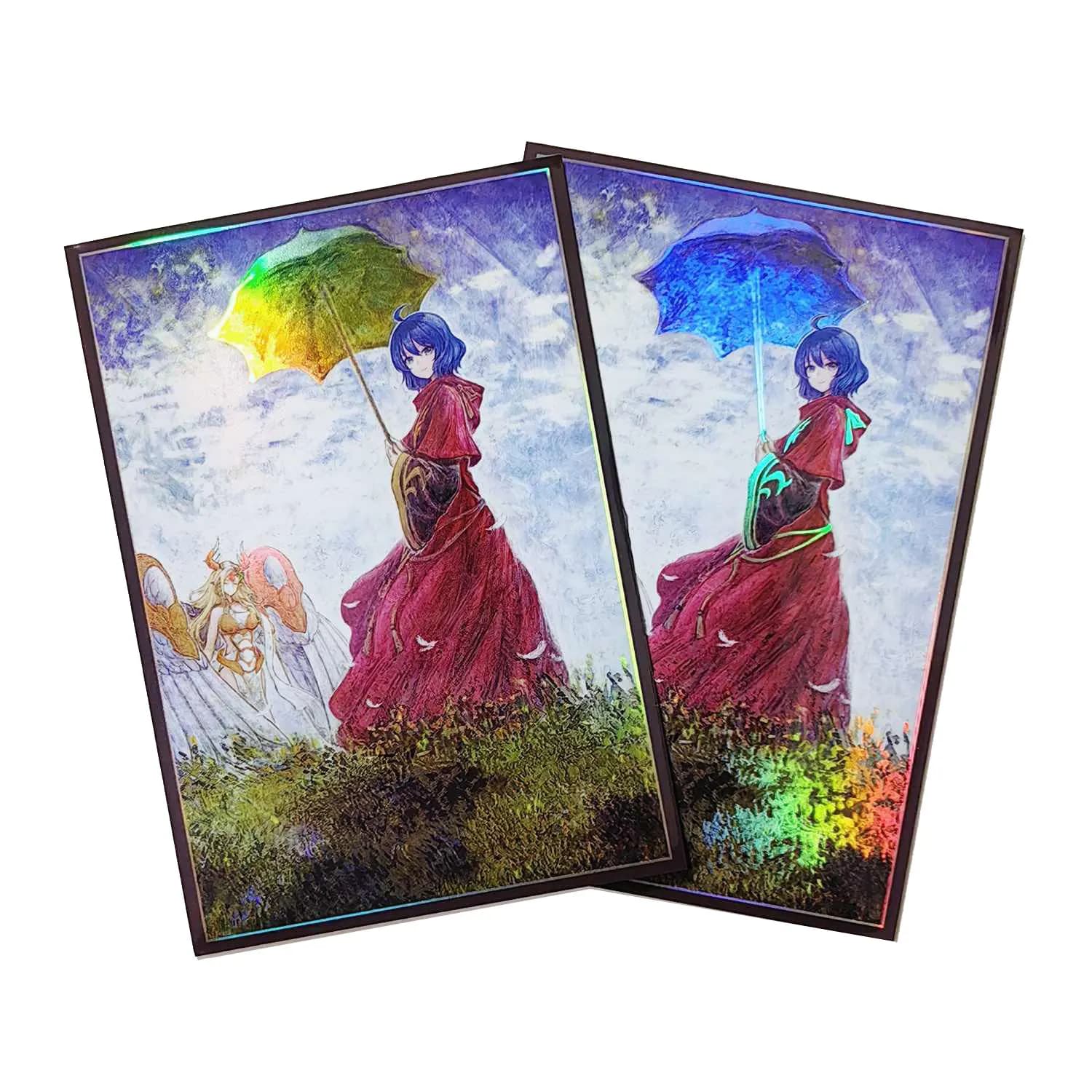 63x90mm 50PCS Buste per carte olografiche Buste per carte YUGIOH Illustrazione Anime Cover per carte protettive per giochi da tavolo Carte collezionabili