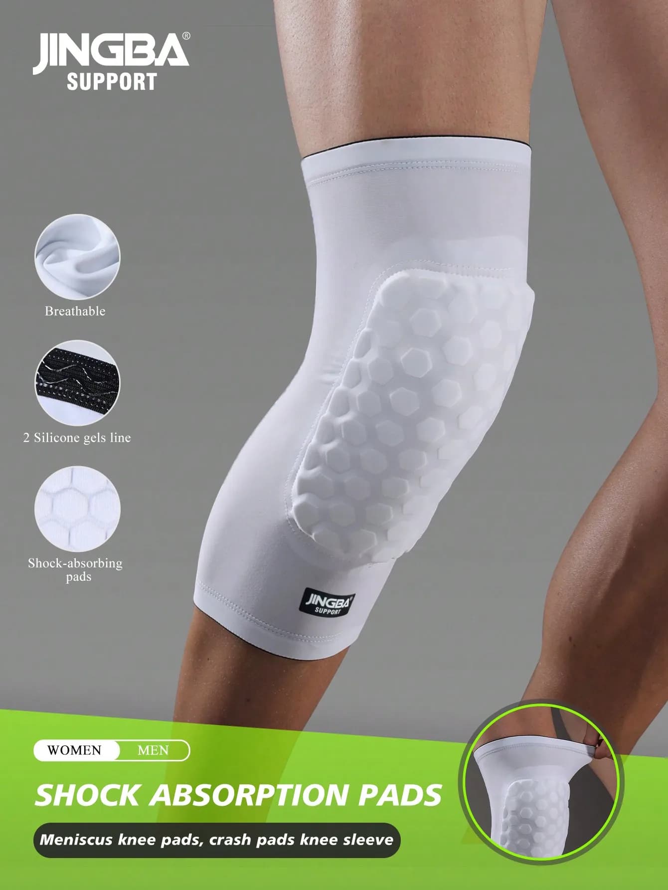 JINGBA SUPPORT 1pc Unisex Honeycomb Anti-Collision Knee Pads, Leg Support For Sports Like Basketball, Cycling, Volleyball