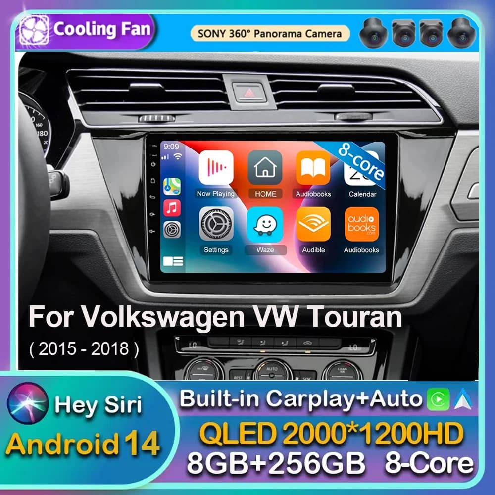 Android 14 Carplay Auto per Volkswagen VW Touran 2015 2016 2017 2018 autoradio lettore multimediale Video Stereo WIFI + 4G 2DIN DSP