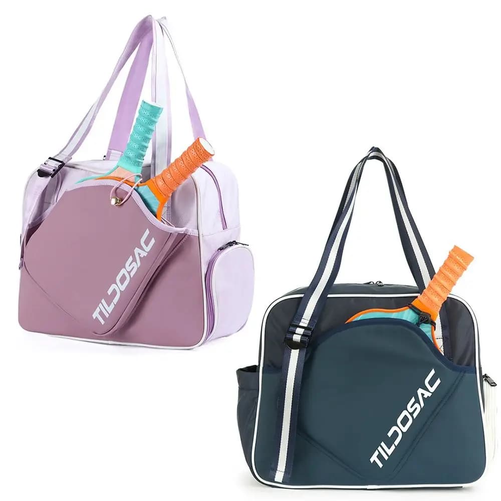 Nylon Pickleball Racket Shoulder Bag Large Capacity Waterproof Pickleball Paddle Bag Adjustable Strap with Shoe Compartment