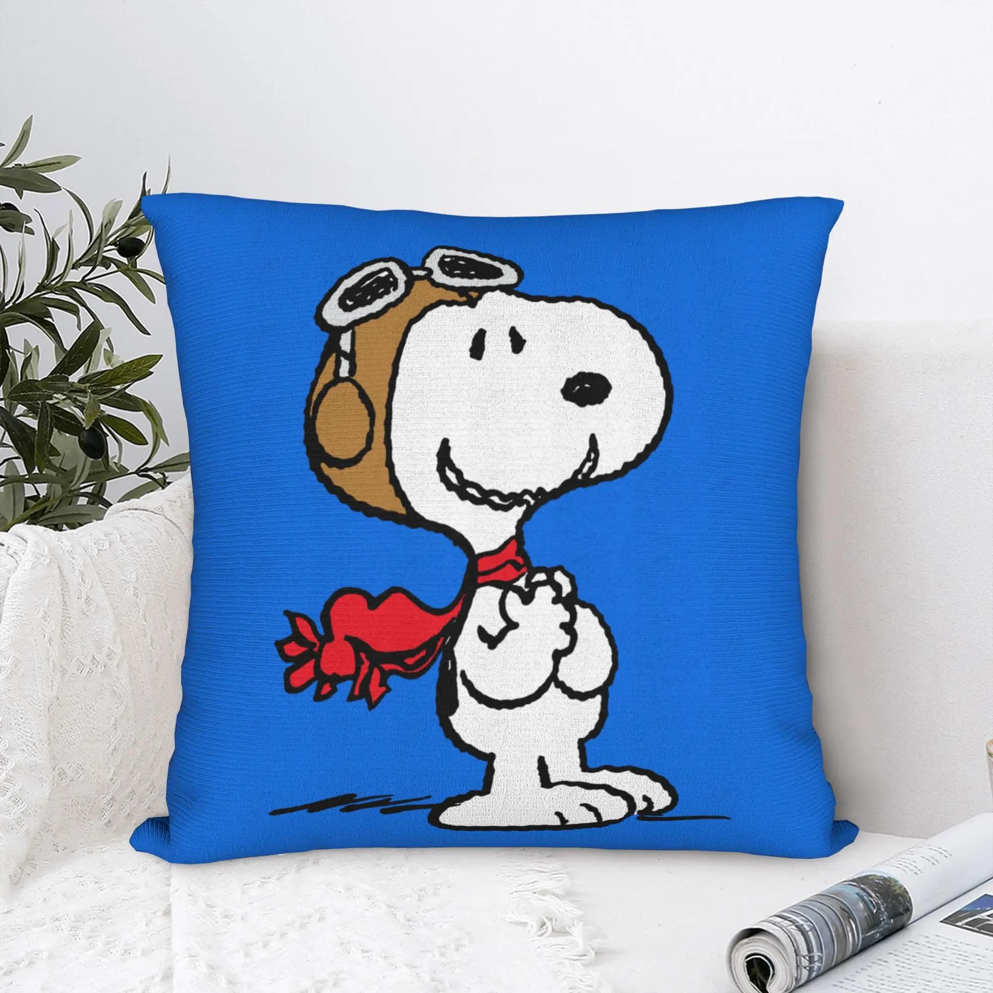 Snoopys The Flying Ace Square Pillow Case Polyester Throw Pillow ACE Pilot Customized Cushion Covers