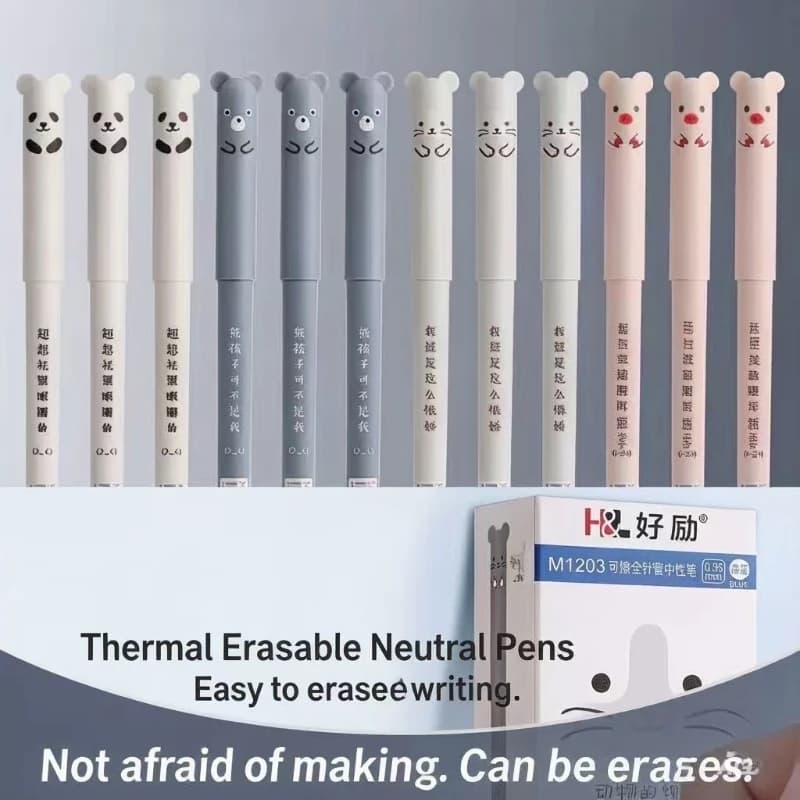 Penna Gel Cancellabile a Cartone Animato per Studenti delle Scuole Elementari, con Gomma Integrata per Compiti e Correzioni