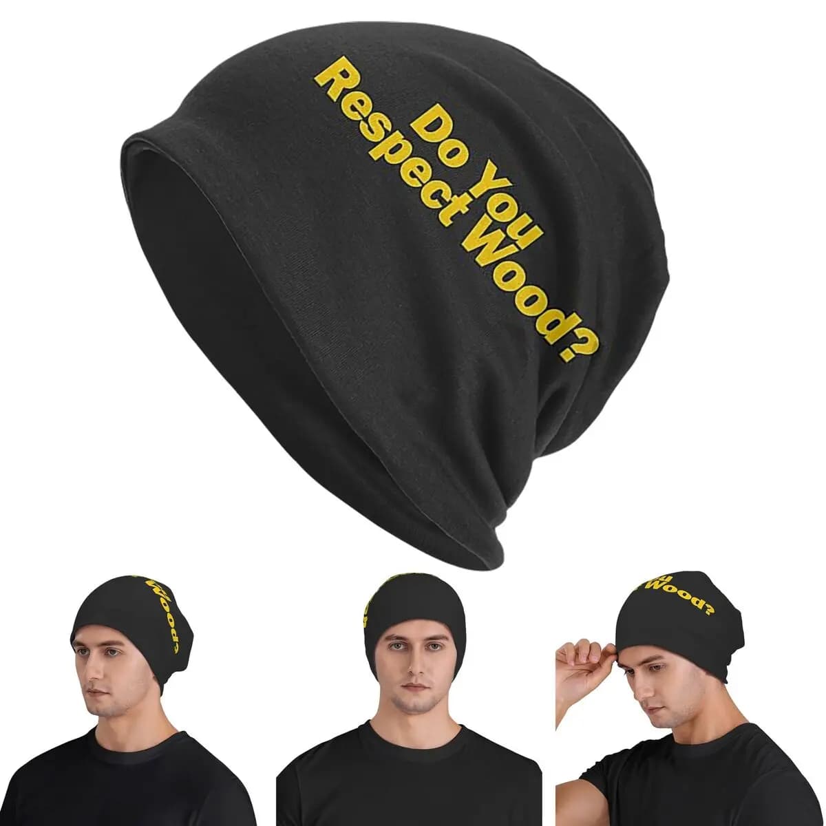 Respect You Wood 1 Skullies Berretti Cappelli Caldi Autunno Inverno Berretto da esterno Berretti a cuffia lavorati a maglia per uomo Donna Adulto
