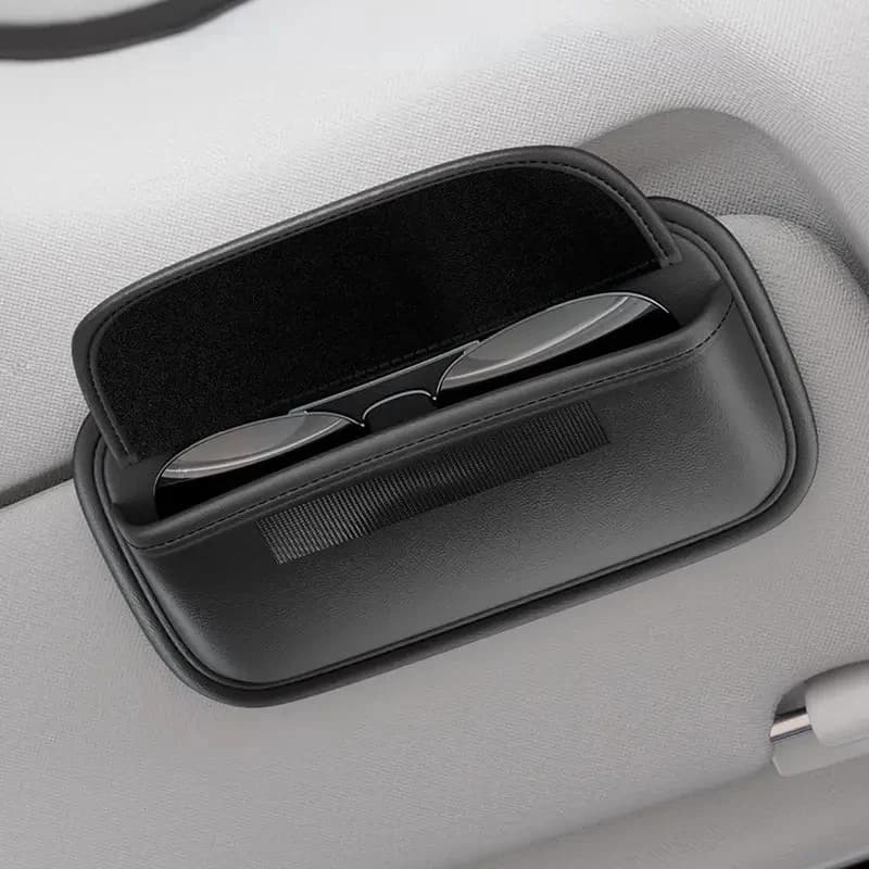 Stitched Wear-Resistant Car Visor Glasses Protective Box Universal Vehicle Eyewear Organizer