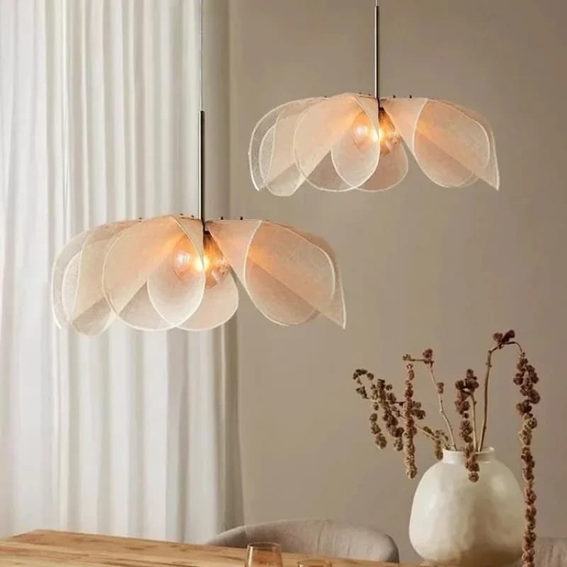 French Wabi-sabi style candle lamp in cream tones, Nordic minimalist design for dining room, living room, bedroom