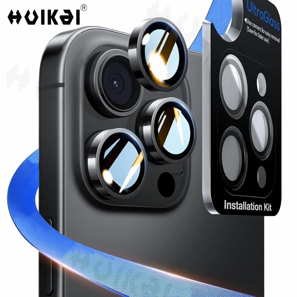 2 PCS per iPhone 16 Pro Max 15 Pro 16 PLus 14 13 Protezione per obiettivo fotocamera Vetro temperato Copertura per fotocamera Protezione per schermo Scratc in metallo