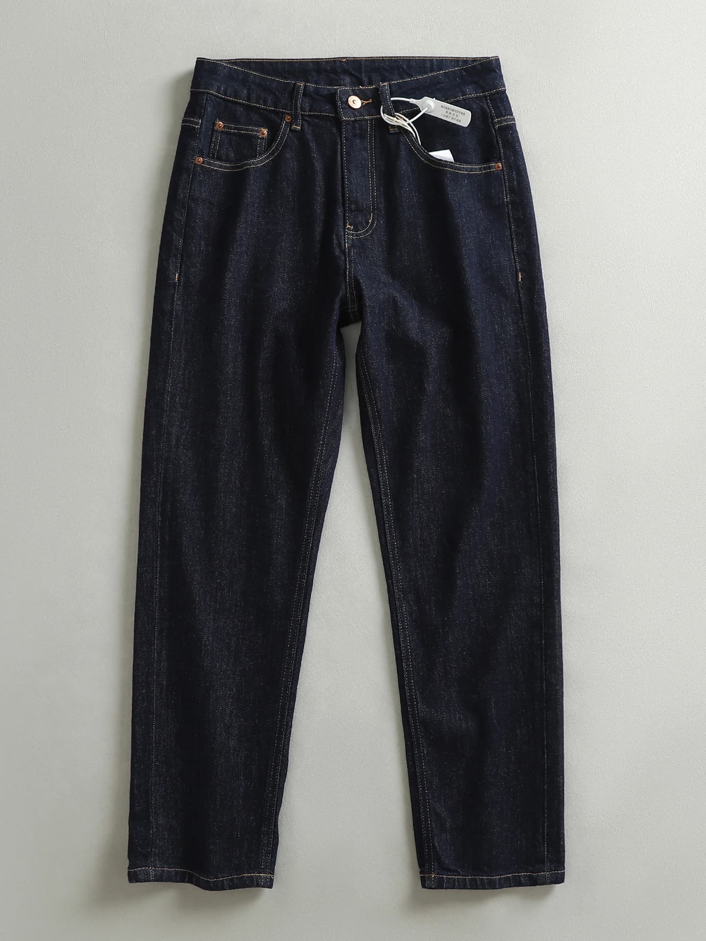 Slimming Straight Leg American Trendy Jeans Men's Washed Comfortable Youth Nine Points Pants High-Definition Fabric Male Model