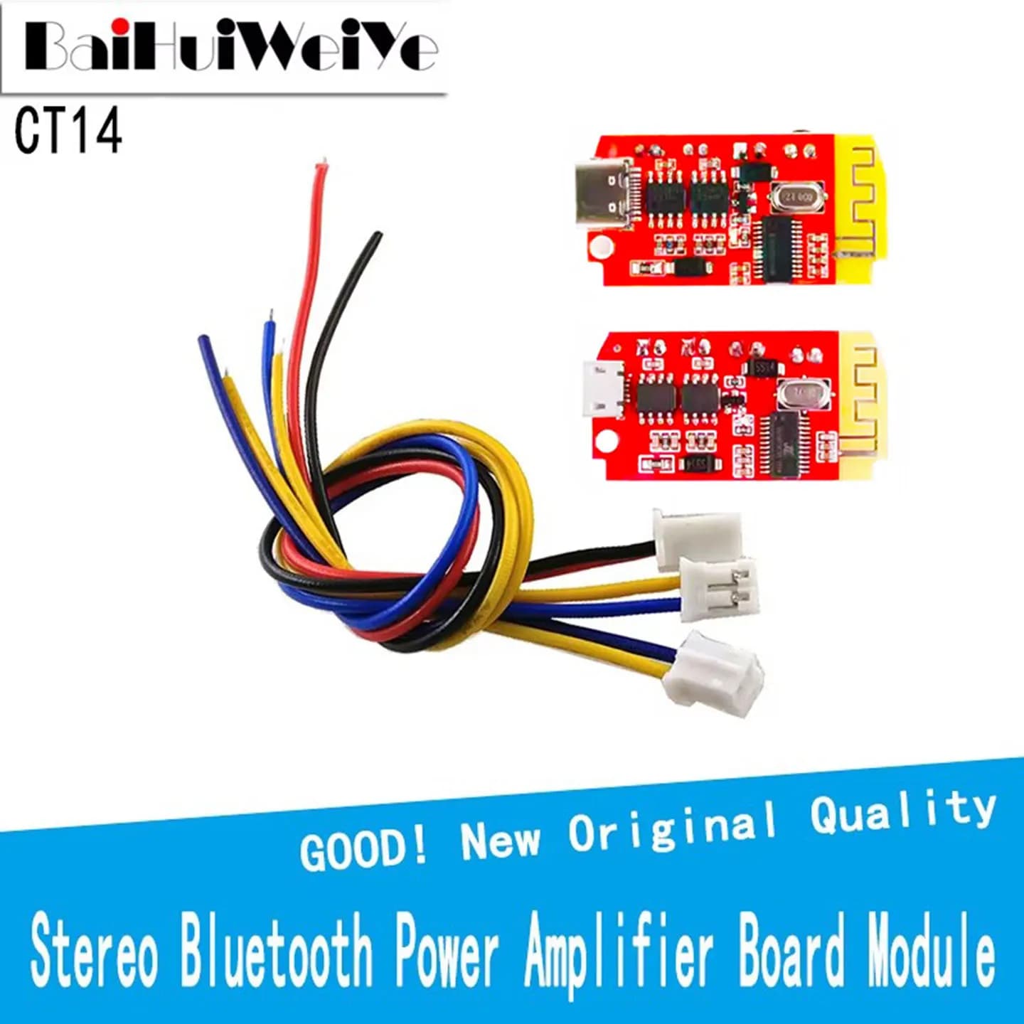 CT14 Micro 4.2 Stereo Bluetooth Power Amplifier Board Module 3.7v 5VF 5W+5W Mini with Charging Port for Refitting Idle Sound Box