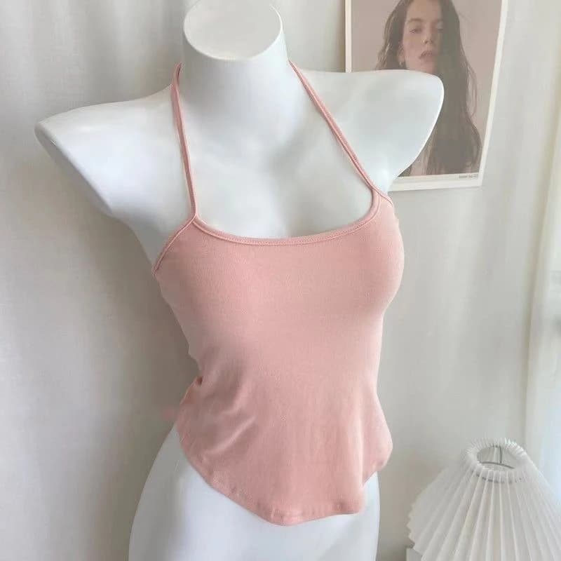 Sweet Spicy Women's Camisole Top Summer 2023 New Style Neck Hanging Belt Soft Outerwear Tube Top Inner Wear Tank Top